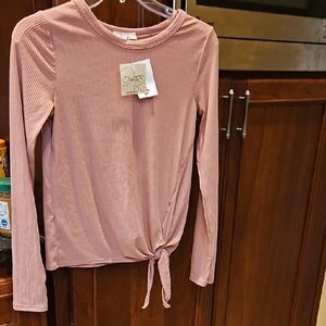 Olivia Rae Dusty Pink Long Sleeve Tie-Front Top
